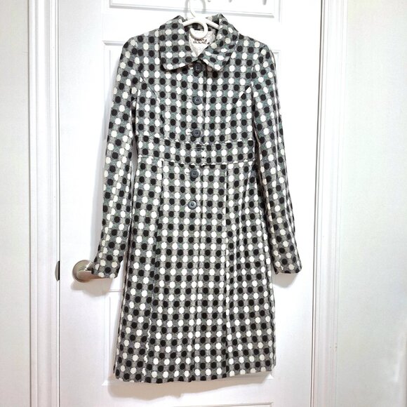 Long black and White wool blend jacket - Picture 4 of 12